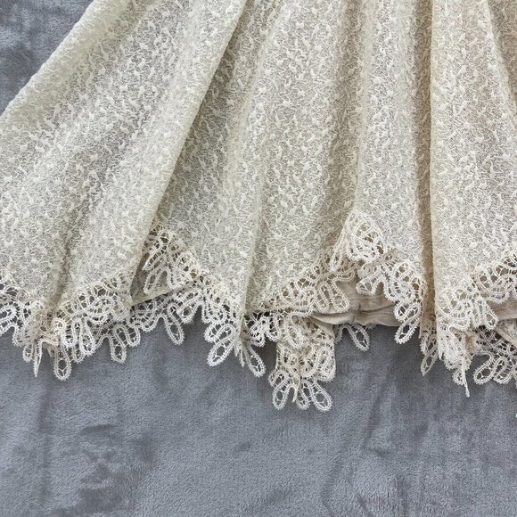 Free People Cream Black Lace Fit & Flare Mini Dress Keyhole Back - Picture 4 of 15